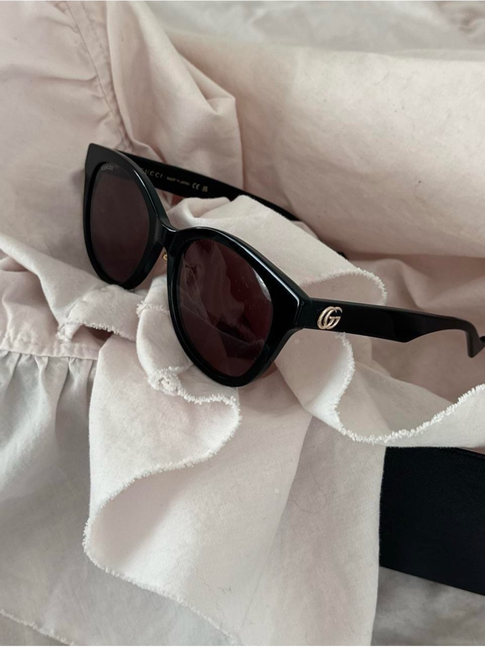 Gucci Black Cat-Eye Sunglasses with Gold GG Detail